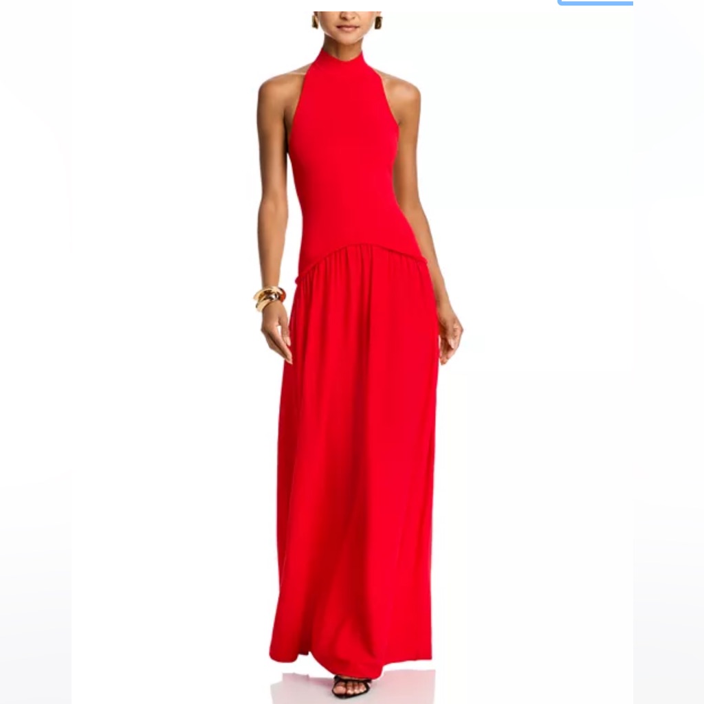 Solid & Striped Red Halter Maxi Dress